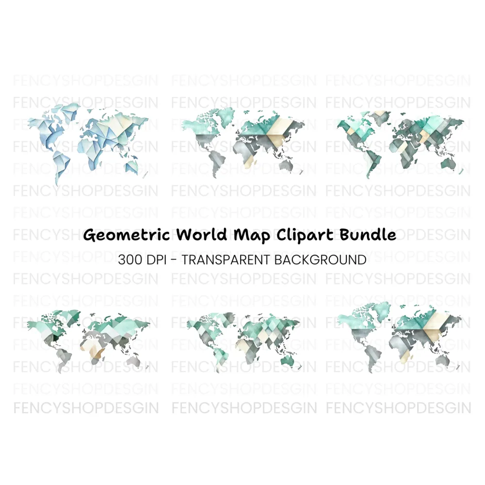 Geometric World Map Clipart Bundle