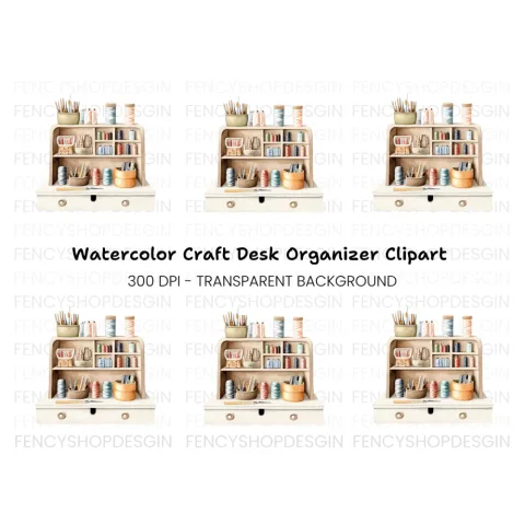 Vintage Sewing Desk Clipart Bundle