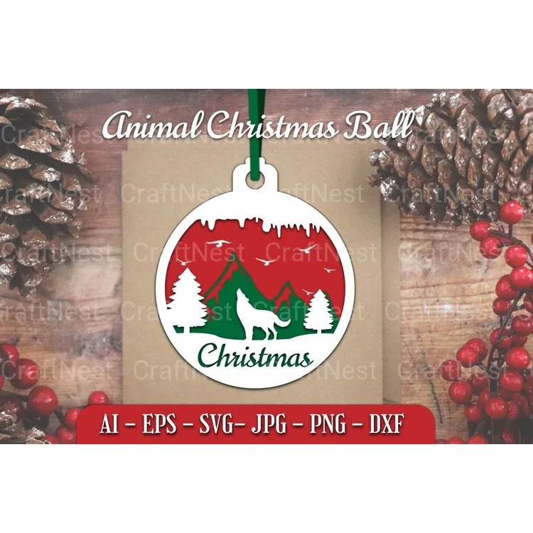 Animal Christmas Ball Papercut SVG Bundle