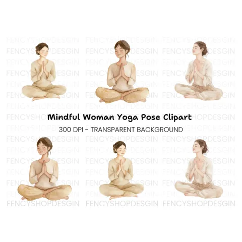 Meditating Women Clipart Bundle