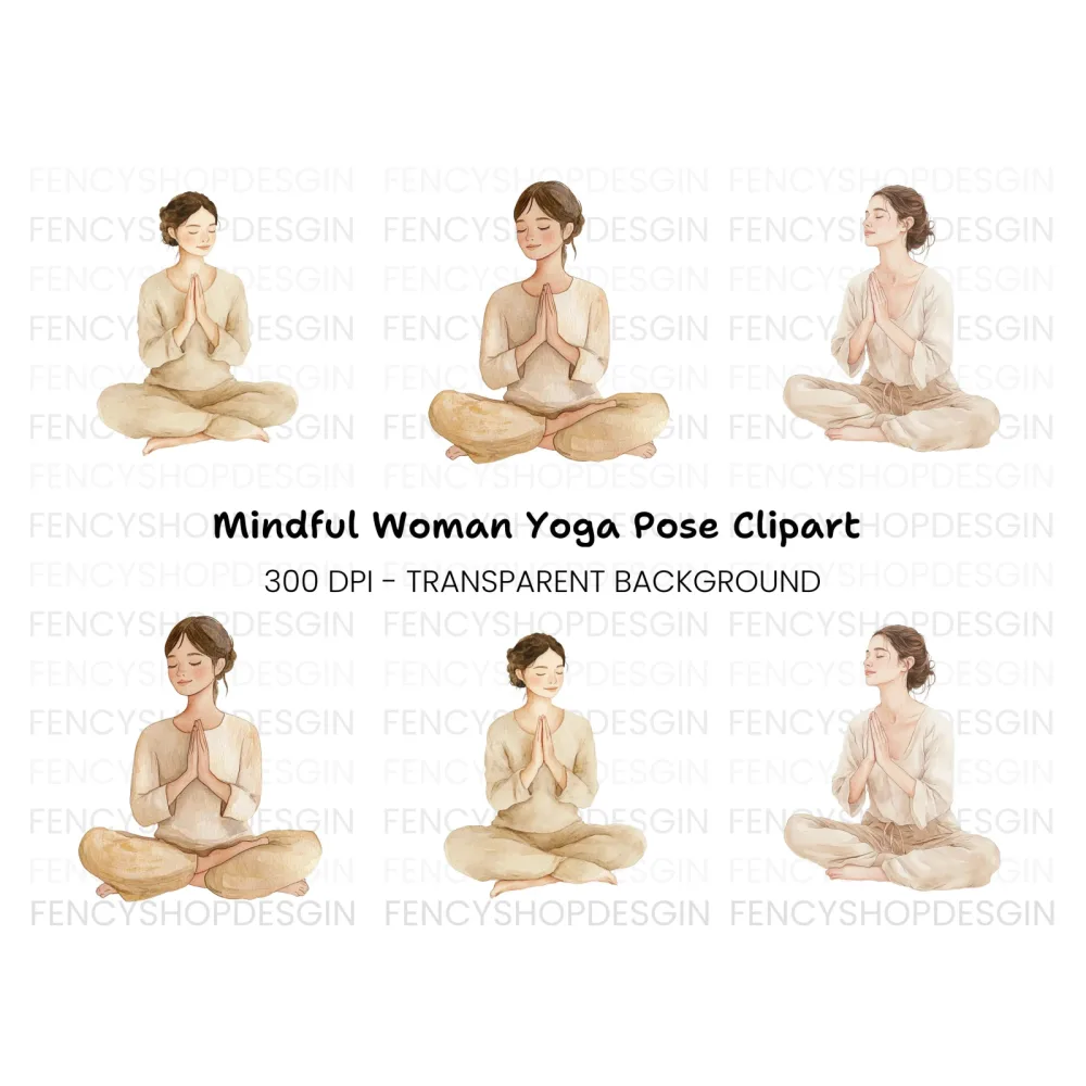 Meditating Women Clipart Bundle