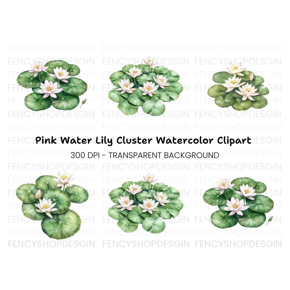Elegant Water Lily Clipart Bundle