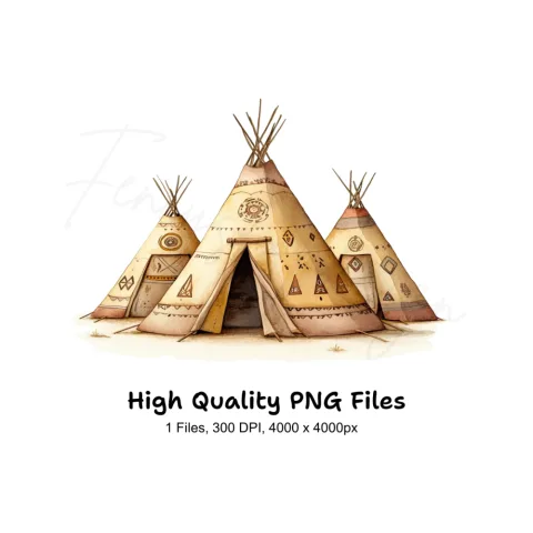 Native American Teepee Village Clipart Bundle