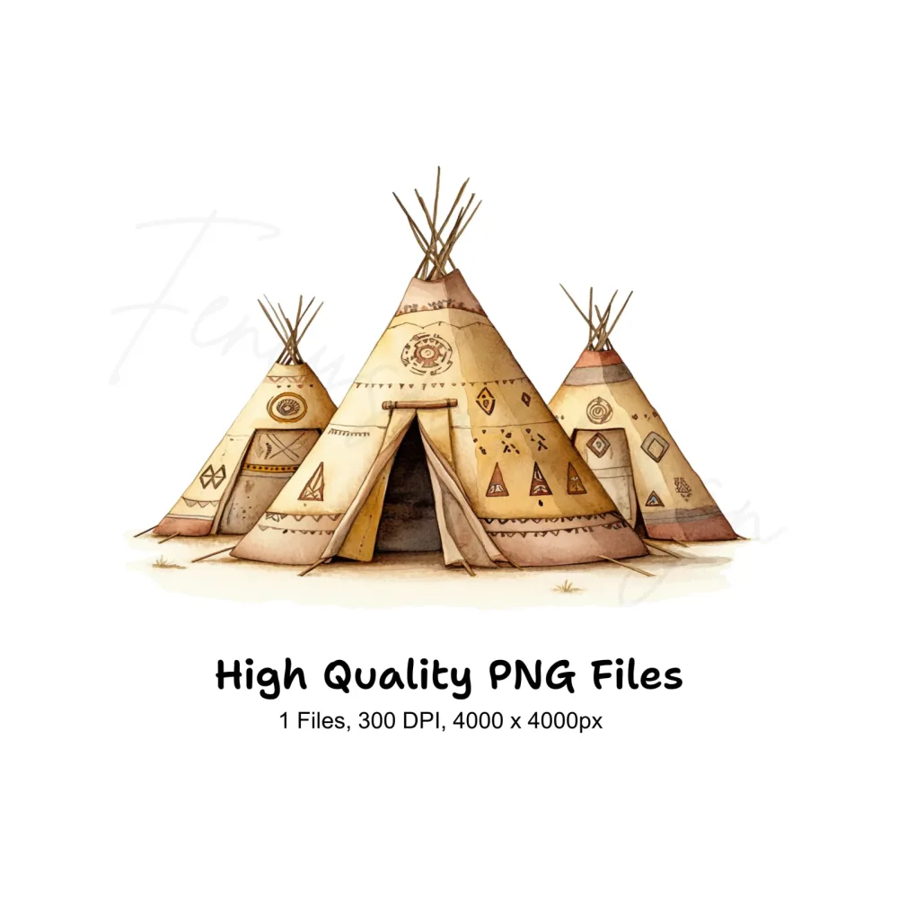 Native American Teepee Village Clipart Bundle