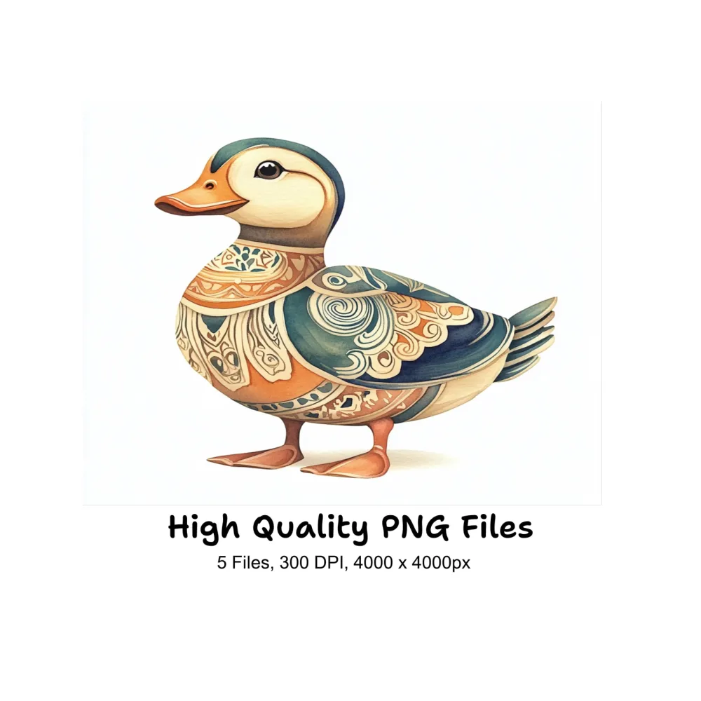Ornate Patterned Duck Clipart Bundle