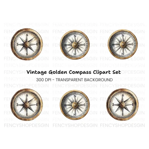 Vintage Compass Clipart Bundle