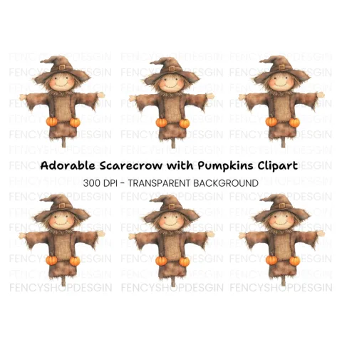 Cute Scarecrow Clipart Bundle