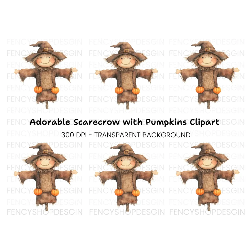 Cute Scarecrow Clipart Bundle