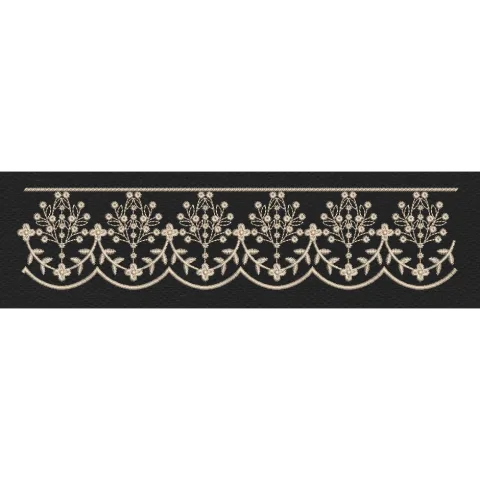 Black Ivory Scallop Daisy Lace Border Black & Cream Embroidery Design