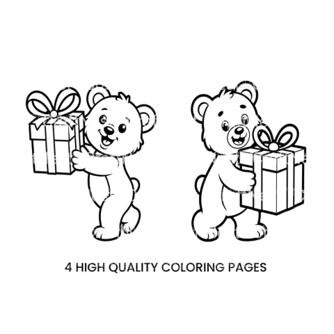 Happy Bear with Gift Box Coloring Books