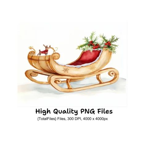 Christmas Sleigh Clipart Bundle