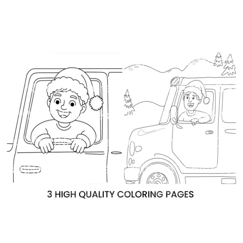Happy Kid Driving Christmas Truck Coloring Books