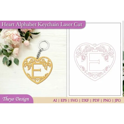 Heart Alphabet Keychain SVG Bundle