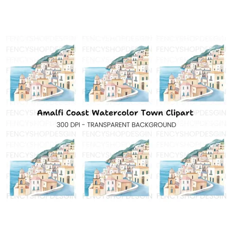 Amalfi Coast Towns Clipart Bundle