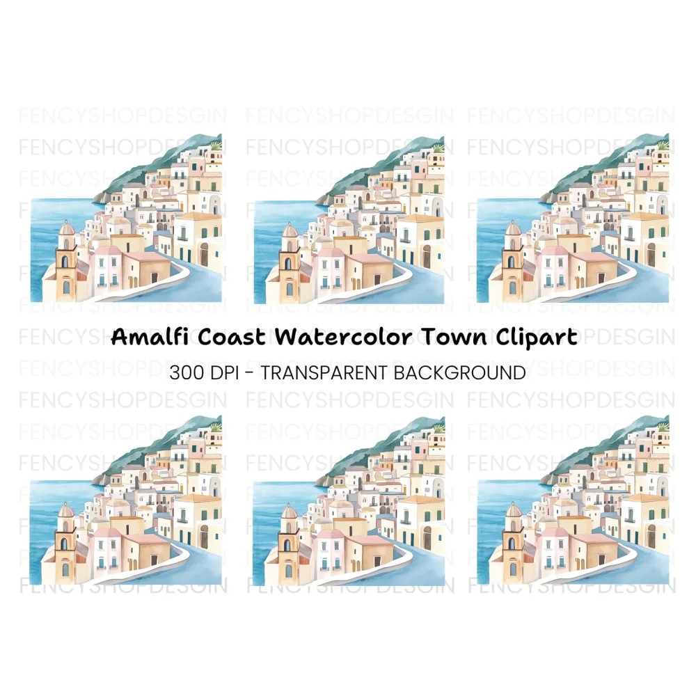 Amalfi Coast Towns Clipart Bundle