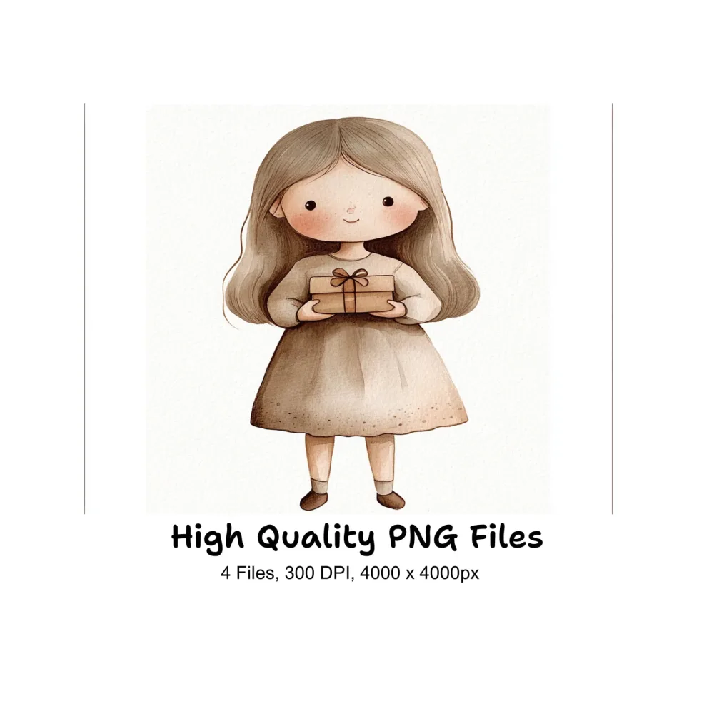 Cute Girls with Gifts Clipart Bundle