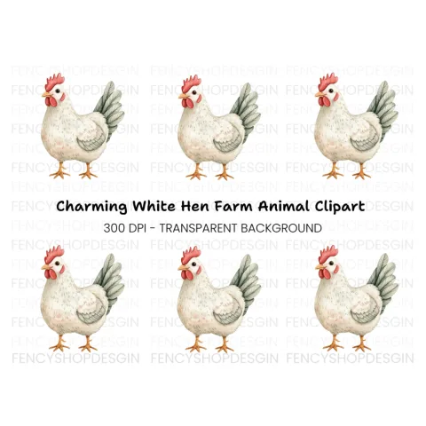 White Hen Farm Animal Clipart Bundle