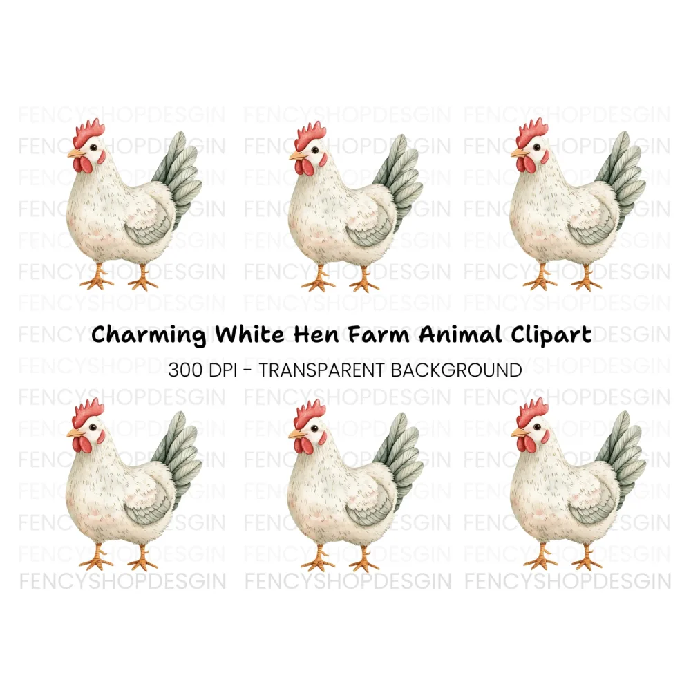 White Hen Farm Animal Clipart Bundle