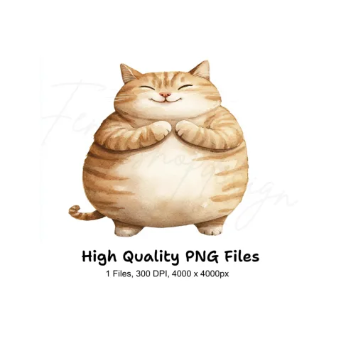 Chubby Happy Cat Clipart Bundle