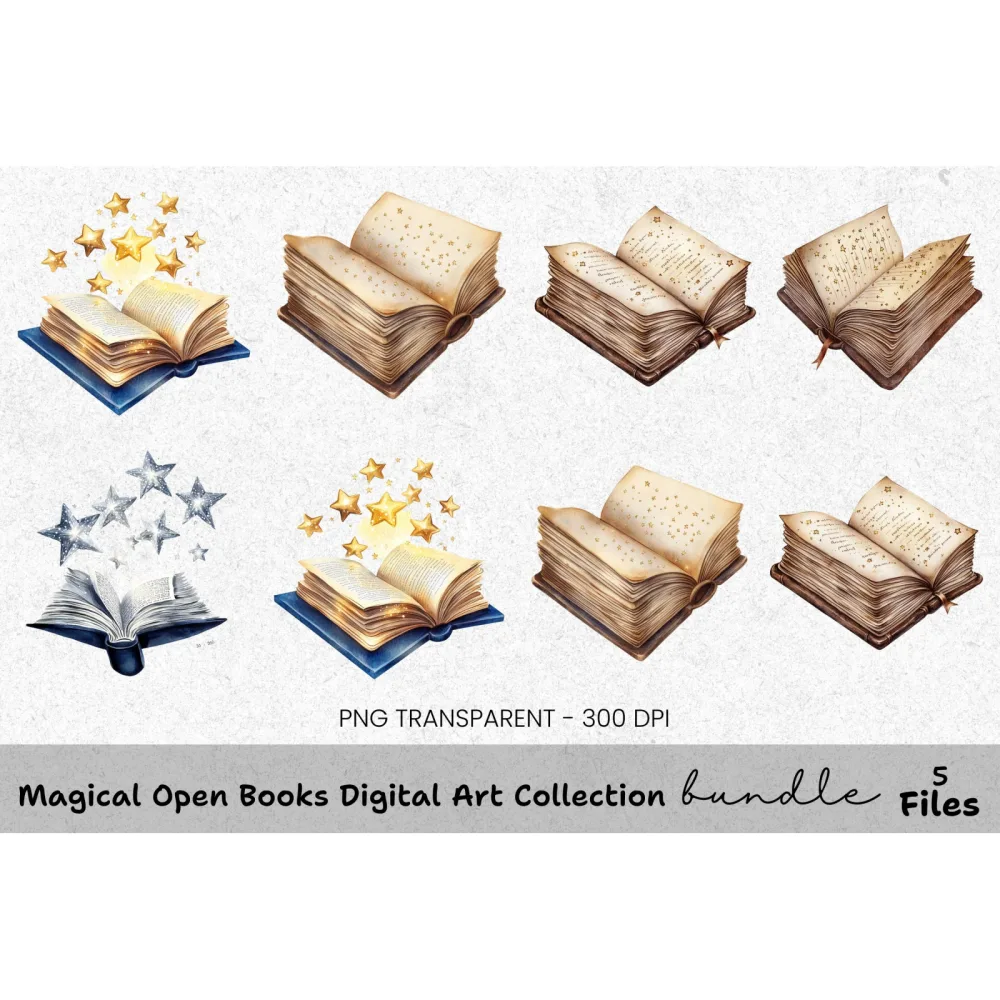 Magical Open Books Clipart Bundle