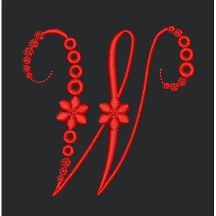 Floral Red Colour Embroidery Design