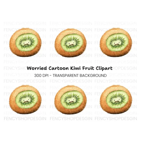 Sad Kiwi Fruit Clipart Bundle