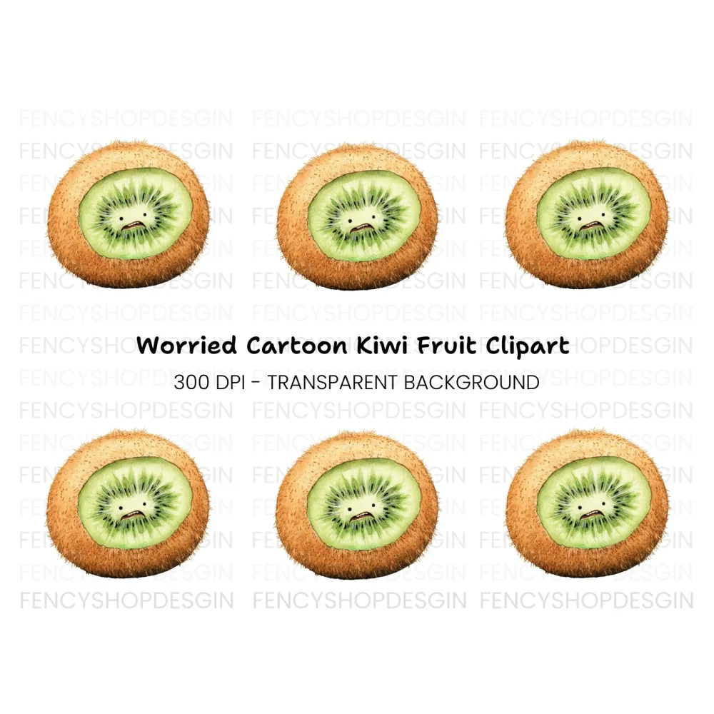 Sad Kiwi Fruit Clipart Bundle
