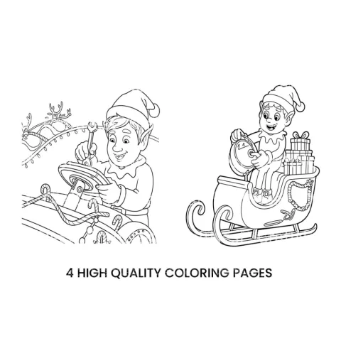 Christmas Elf Sleigh Ride Coloring Books