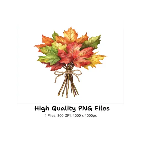 Autumn Maple Leaf Bouquets Clipart Bundle