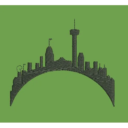 Curved Skyline Silhouette Embroidery Design