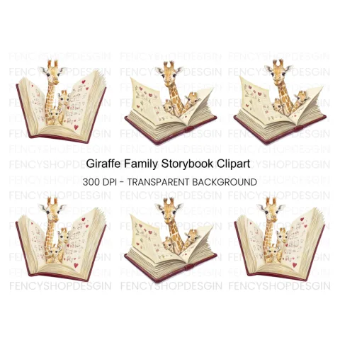 Giraffe Family Pop Up Book Clipart Bundle
