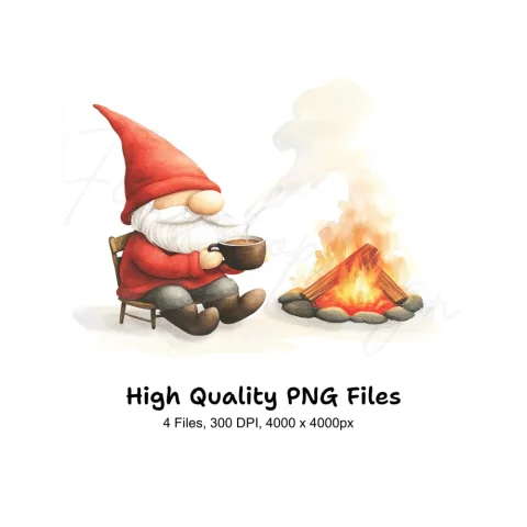 Cozy Campfire Gnomes Clipart Bundle