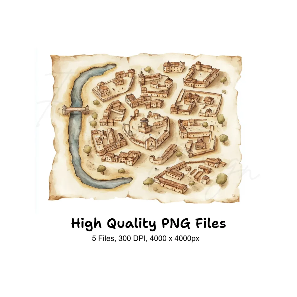 Fantasy Town Maps Clipart Bundle