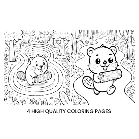 Cute Beaver Forest Adventure Coloring Books