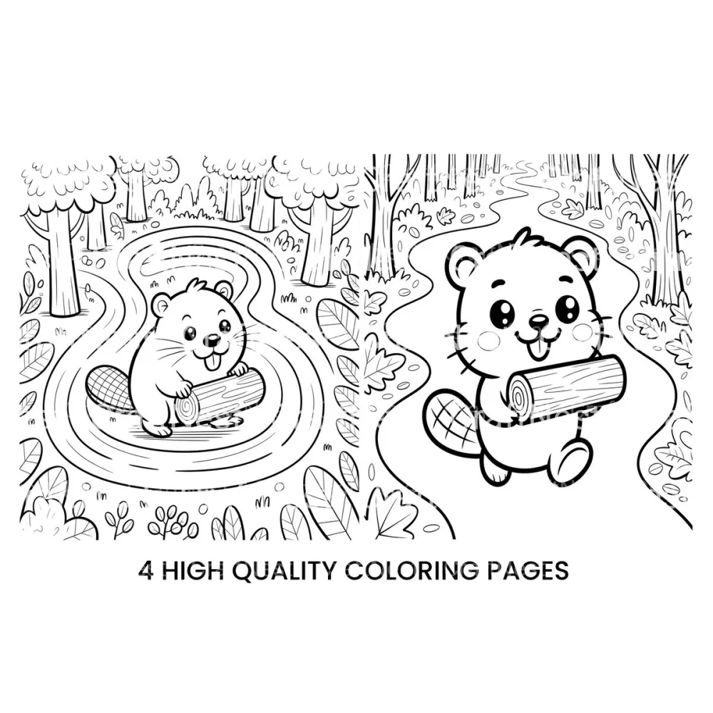 Cute Beaver Forest Adventure Coloring Books