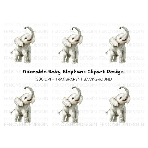 Cute Baby Elephant Clipart Bundle