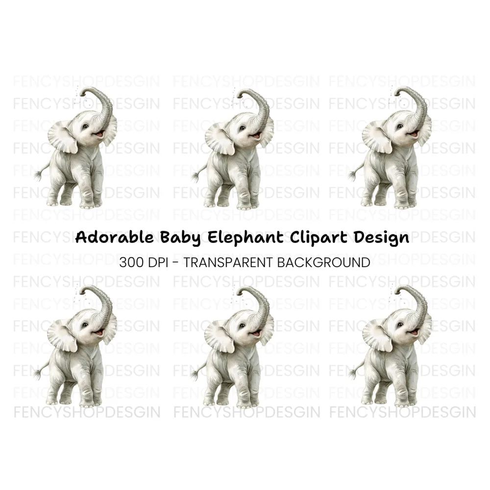 Cute Baby Elephant Clipart Bundle