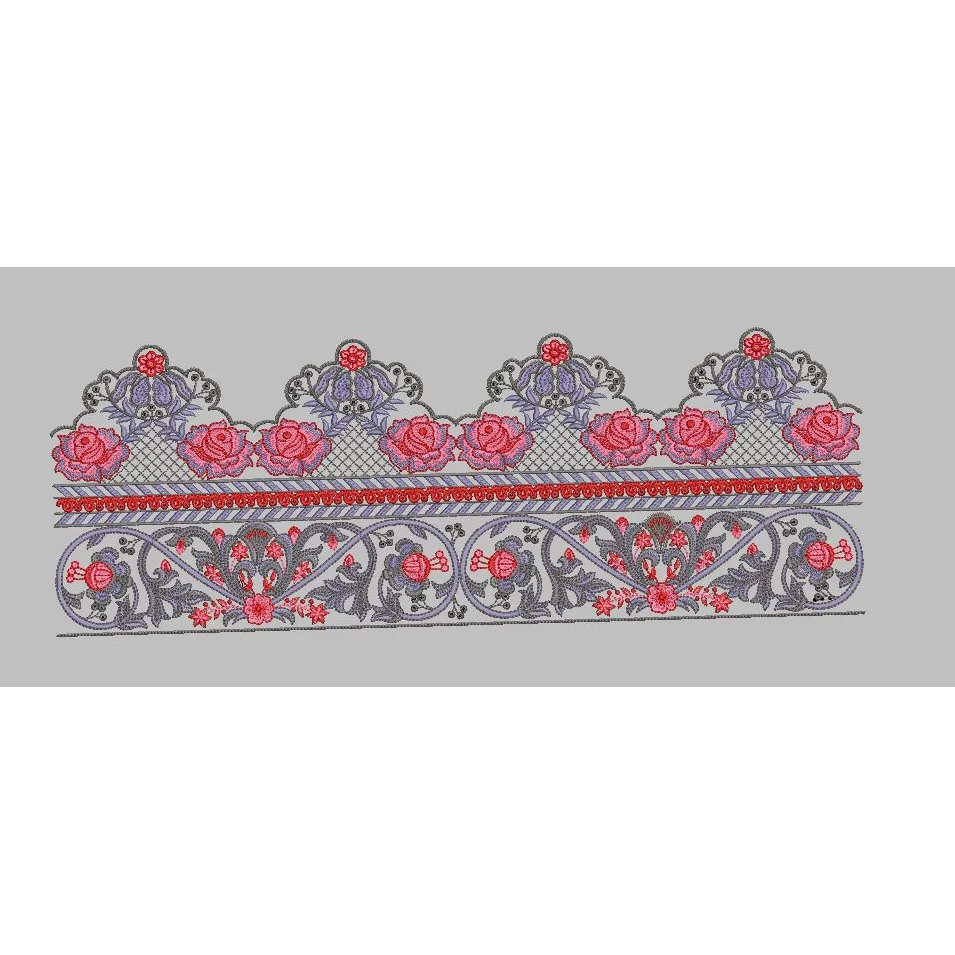 Floral Rose Decorative Border Embroidery Design