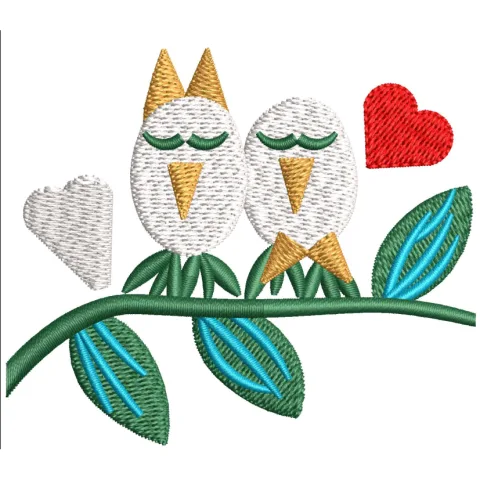 Bird With Flower Embroidery Design