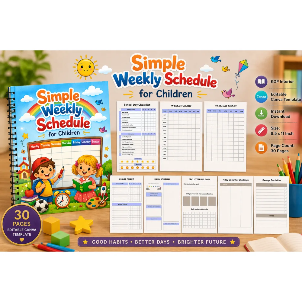 Simple Weekly Schedule for Children Planner
