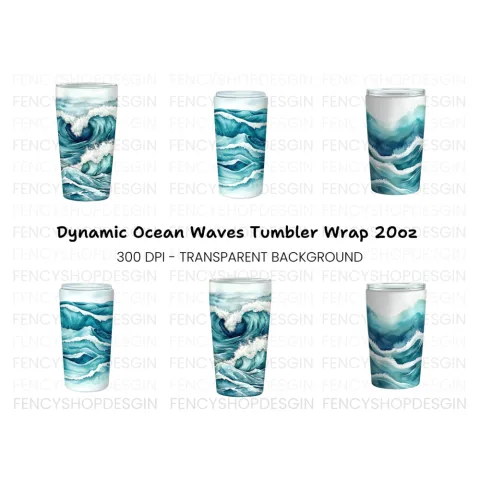 Dynamic Ocean Waves Tumbler Designs Clipart Bundle