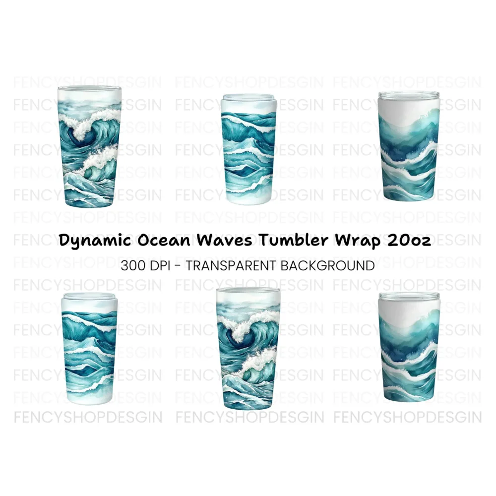 Dynamic Ocean Waves Tumbler Designs Clipart Bundle