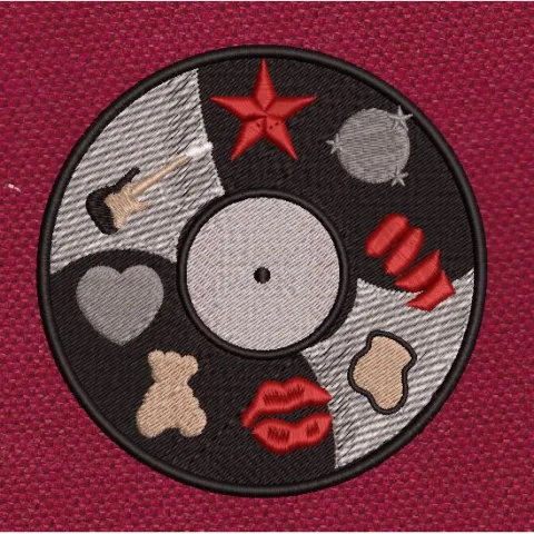 Vinyl Icon Music Disc Symbols Embroidery Design