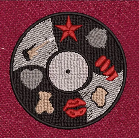 Vinyl Icon Music Disc Symbols Embroidery Design