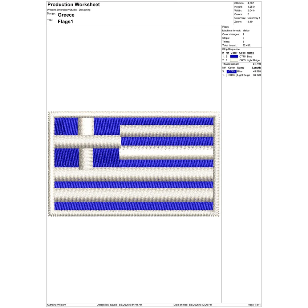 Greece Embroidery Design
