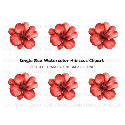 Vibrant Red Geranium Flower Clipart Bundle