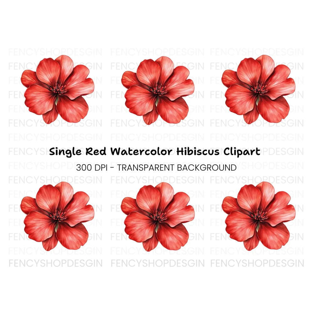 Vibrant Red Geranium Flower Clipart Bundle
