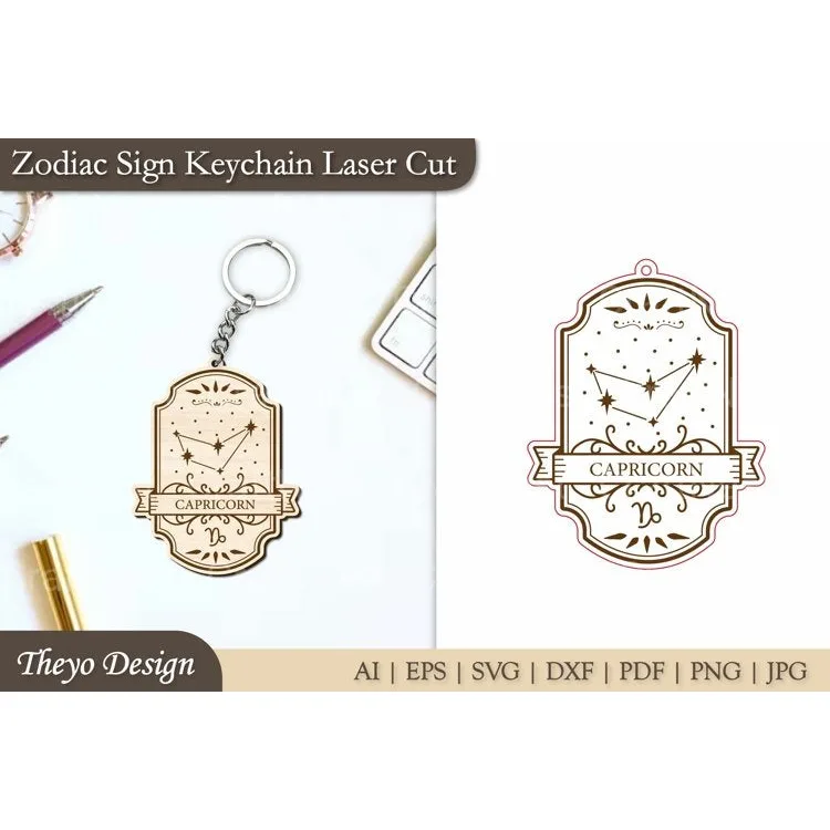 Zodiac Sign Keychain SVG Bundle