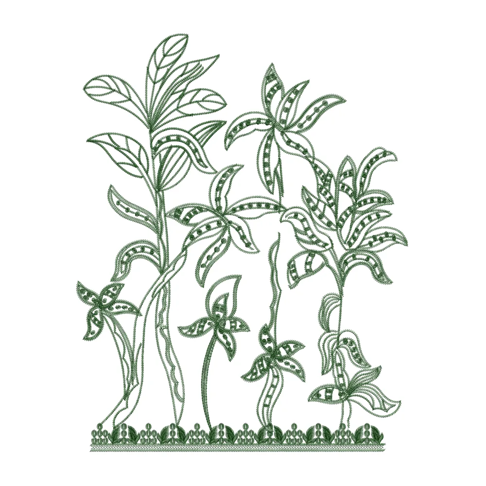 Palm Plants Embroidery Design