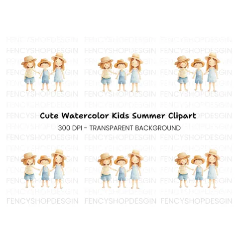 Kids Summer Beach Vacation Clipart Bundle